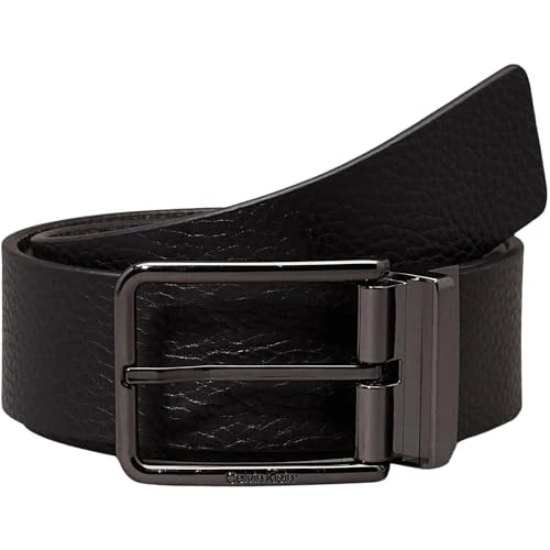 Calvin Klein Men Belt Warmth PB 4.0 cm Leather, Black (Ck Black/Dk Brown), 33,5 inches