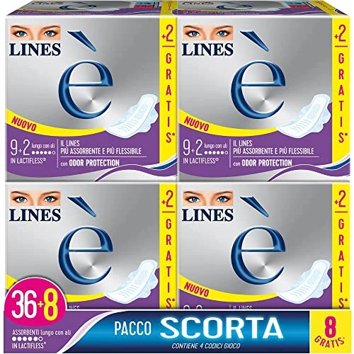 Offre limitée : Lines Il est long avec ailes assobenti en Lactifless, paquet de 36 pièces +8 gratuit de 19.85 EUR à 19.85 EUR (remise 0%)