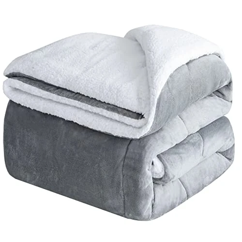 Offerta a tempo: CHOSHOME Coperta Pile Doppio Strato Vello, Coperta Calda e Confortevole Coperta Divano Super Caldo Morbida Plaid Divano Super Morbida 130x150CM Grigio - 27% da 27.99 € a 20.40 €
