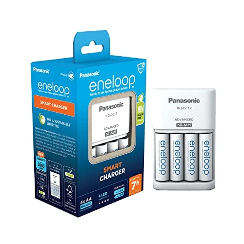 Offre limitée : Chargeur eneloop Smart pour 1 à 4 Piles AA/AAA Ni-MH, fourni avec 4 Piles eneloop AA/Mignon à capacité renforcée et 7 Fonctions de sécurité de 29.70 € à 23.99 € (19% de remise)