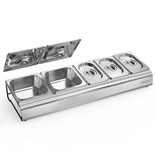 Offre limitée : onlyfire Saladette à Pizza à Poser, 5 Bacs Inox avec Couvercles de 89.99 € à 89.99 € (0.00% de remise)
