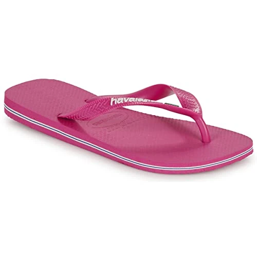 Havaianas - Brasil Logo, Chanclas Icónicas, Cómodas y Duraderas, Tiras con Bandera de Brasil y Suela Antideslizante con Franjas de Colores, Adultos Unisex, Rose Gum, 12/13