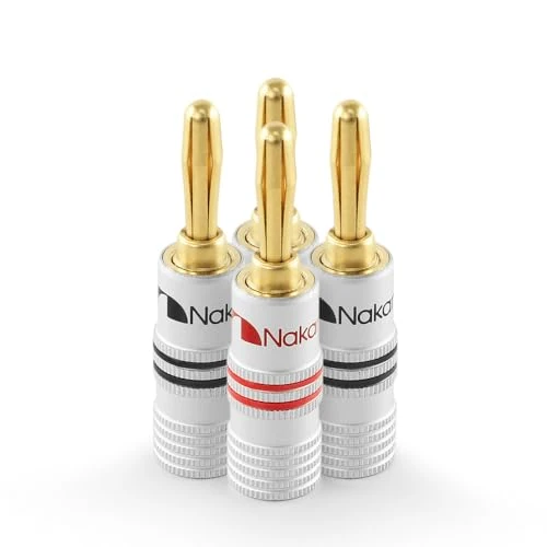 Offerta a tempo: Nakamichi connettori a banana 12 AWG - 18 AWG 4 mm placcati in oro 24 K adattatore spina a banana per altoparlanti cablati, piastra a parete e amplificatore per altoparlanti HiFi 4 pezzi (2 paia) - 0.00% da 16.81 € a 16.81 €