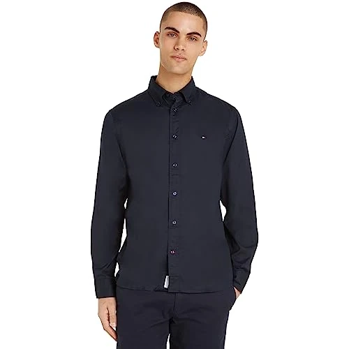 Tommy Hilfiger Camicia Uomo Core Flex Maniche Lunghe, Blu (Desert Sky), XXL