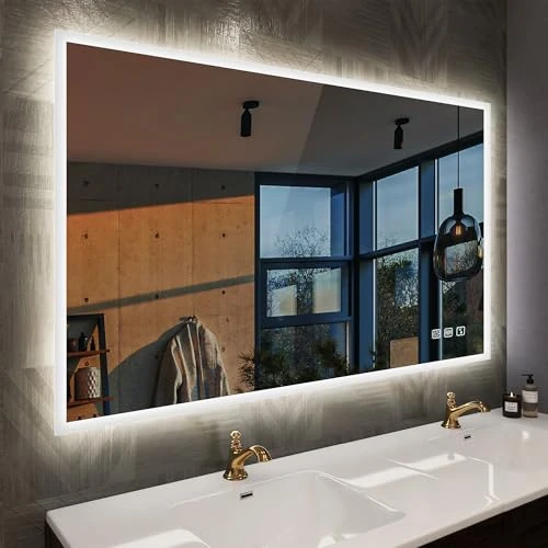 Oferta limitowana: STARLEAD 100x70 cm lustro z oświetleniem LED i Bluetooth, przeciwmgielne, lustro LED z możliwością przyciemniania, 3 kolory światła, pamięć, IP44, szkło hartowane, poziome/pionowe z 689.99 zł na 689.99 zł (oszczędź 0.00%)
