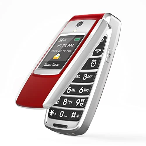 Oferta limitada: Easyfone T300 4G Teléfono Móvil para Mayores con Tapa y Teclas Grandes, Audífonos Compatibles, Botón SOS con GPS, Cámara de 2.0MP, Telefono Fácil de Usar para Ancianos con Base de Carga (Rojo) de 76.99 EUR a 59.98 EUR (ahorro 22%)