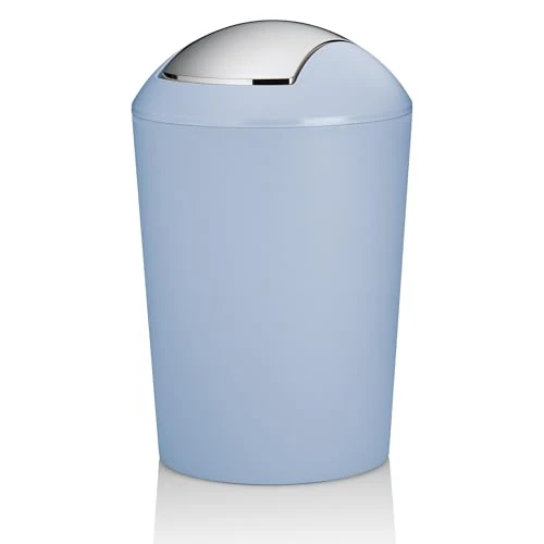 kela Marta - Poubelle de salle de bain - Avec couvercle basculant - En plastique - Bleu givré mat - 5 l