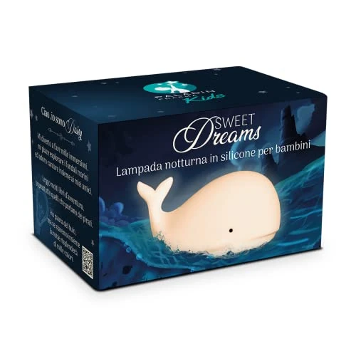 Offerta a tempo: Paladin Pharma 27042 Lampada da Notte per Bambini Sweet Dreams in Silicone, Ricarica con USB Tipo C, Balena, Cambia Fino a 7 Colori, 15cm x 12cm x 15cm - 11% da 19.90 € a 17.81 €