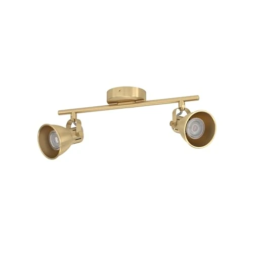 Limited-time offer: Eglo LED Spotlight bar Seras, Ceiling Light Fitting with 2 Adjustable spot Lights, Living Room lamp Made of Brushed Brass and Golden Steel, Track Lighting with GU10 Light Bulbs, Warm White from 43.28 GBP to 43.28 GBP (save 0%)