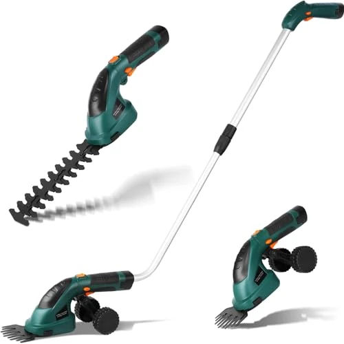 Zeitlich begrenztes Angebot: LIFERUN Grasschere mit Akku 7,2V 2000mAh, 2 in 1 Strauchschere akku, Rasenschere mit Teleskopstiel/stiel, elektrische Rasenschere, für Garten, Rasenkanten, Strauchschnitt, Gras mähen, Grün von 47.39 € auf 39.72 € (16% Rabatt)