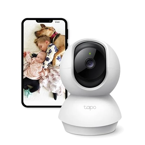 Tapo C210 Pan/Tilt Smart Security Camera Indoor CCTV Überwachungskamera, 360° drehbare Ansicht, funktioniert mit Alexa und Google Home, kein Hub erforderlich, 3MP (2304×1296) High Definition Vision