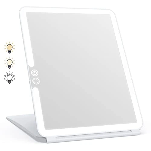 Zeitlich begrenztes Angebot: WEILY Schminkspiegel mit Beleuchtung, Kosmetikspiegel DREI Farben Winstellbarer Led Kosmetikspiegel, 2000 mAh USB Aufladbarer Beleuchteter Tischspiegel, Make up Spiegel für Reisen (Weiß) von 29.31 € auf 29.31 € (0.00% Rabatt)