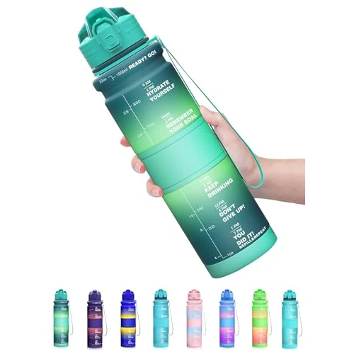 Limited offer: Coolfel 500ml/1l Water Bottles, Motivational Water Bottle with Time Markings, BPA Free Leakproof Sports Drinks Bottle Time Marked Daily for Gym Running Fitness from 17.99 EUR to 11.99 EUR (save 33%)