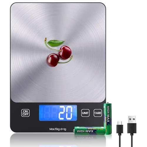 Oferta limitada: Bilancia digital de cocina, báscula electrónica recargable USB-C de 23.99 € a 16.28 € (ahorro 32%)