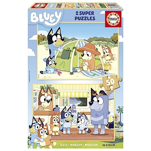 Offerta a tempo: Educa - Puzzle Legno Bluey | 2x50 pezzi Puzzle Legno | Bluey, Puzzle Legno Bambini | dai 4 anni (19408) - 40% da 11.49 € a 6.89 €