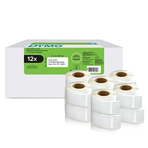Limited-time offer: DYMO Authentic LabelWriter Return Address Labels | 25 mm x 54 mm | Self-Adhesive | 12 Rolls of 500 Easy-Peel Labels (6,000 Count) | for LabelWriter Label Makers | Made in Europe from $116.87 to $116.87 (save 0.00%)