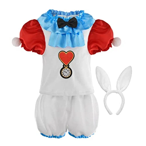 ReliBeauty Déguisement de Lapin pour Enfants Garçons et Filles Costume de Pâques avec Oreilles de Lapin Blanc 10-11ans, 140