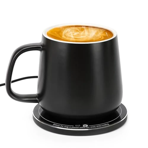 Offerta a tempo: APEKX Caffè Thermos Scaldatazze intelligente Scaldatazze elettriche Spegnimento automatico Mantiene caldi caffè, tè e latte 12,8 oz, Temperatura intelligente 131 °F/55 °C (Nero) - 0.00% da 39.99 € a 39.99 €
