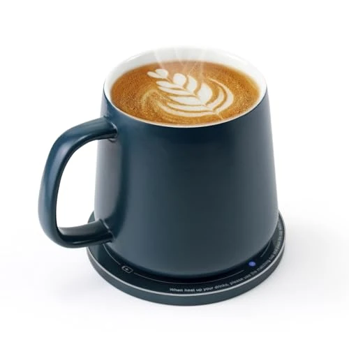 Limited-time offer: Ceramic Coffee Mug Warmer Set with 2-in-1 Warming and Wireless Phone Charging Base, Mug Lid and Powered Desk Coaster (Navy Blue) from 32.99 £ to 32.99 £ (save 0.00%)