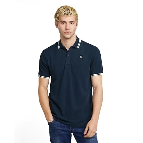 Offre limitée : G-STAR Homme Polo Dunda Slim Stripe, Bleu (sartho blue D17127-5864-6067), S de 59.95 € à 41.96 € (30% de remise)