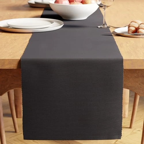 Oferta limitada: Encasa XO Camino de Mesa | Algodón de Canalé Fino Teñido con Hilo | Tamaño 32x250 cm | Gris sólido | Lavable a Máquina de 21.49 EUR a 17.19 EUR (ahorro 20%)