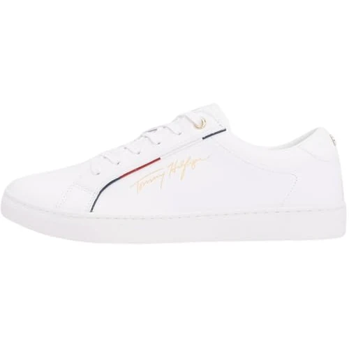 Tommy Hilfiger Signature Cupsole-sneakers voor dames, 43 EU, wit, 43 EU