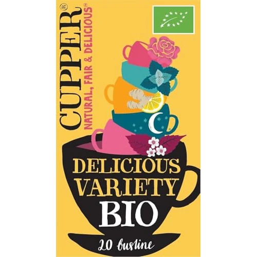 Offerta a tempo: Cupper Cofanetto Mix di Tisane Biologiche, Assortimento After Dinner Mints, Love Me Truly Chai, Snore&Peace, Limone e Zenzero e Infuso Depur, Confezione da 20 Bustine - 14% da 3.49 € a 2.99 €