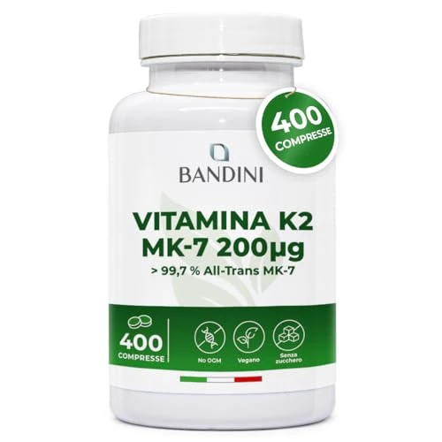 Offre limitee: Bandini® Vitamine K2 MK7 400 Comprimés à Fort Dosage (+ 1 an) | 200 mcg Ménaquinone Pure & Concentrée | K2 200 µg, MK-7 100% All-Trans Pure | Vitamin K Vegan | Articulations, Cartilages et Os de 18.90 EUR a 17.95 EUR (economie 5%)