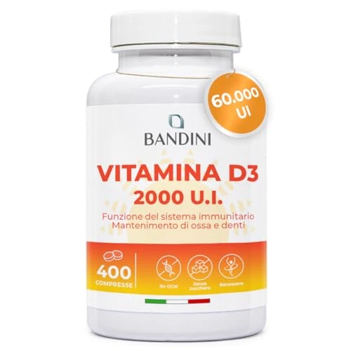 Offre limitée : Bandini® Vitamine D3 60.000 UI/mois, Comprimés Végétariens, Santé des Os, Système Immunitaire, Muscles, Vitamines D à haut dosage, 50 µg de Vit D + 50mcg de Cholecalciférol (400 unité (Lot de 1)) de 11.90 EUR à 11.90 EUR (remise 0%)
