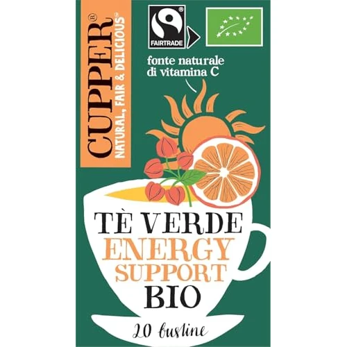 Begrenztes Angebot: CUPPER Green Tea Energy Support Bio und Fairtrade mit Orange, Acerola, Guarana und Matcha 20, 100% biologisch abbaubare Filter, 20 Beutel von 3.49 EUR auf 1.99 EUR (Rabatt 43%)