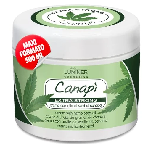 Offerta a tempo: Crema Canapa Extra Forte 500ml, Formula Naturale ad Azione Rapida con Estratti di Olio di semi di Canapa, Arnica e Artiglio del Diavolo per Massaggi ad Articolazioni e Muscoli. Made In Italy LUMINER - 23% da 25.99 € a 19.99 €