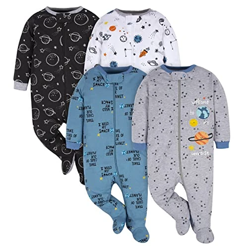 Gerber Baby Boys Confezione da 4 'N Play Footie e Tutine per bambini, Spazio, Neonato