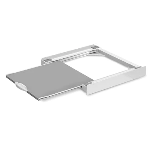 Meliconi Torre EVO, Universal stacking kit for washing machine and drawer, with pull-out WOODEN SHELF, Maximum Load 250 kg, White