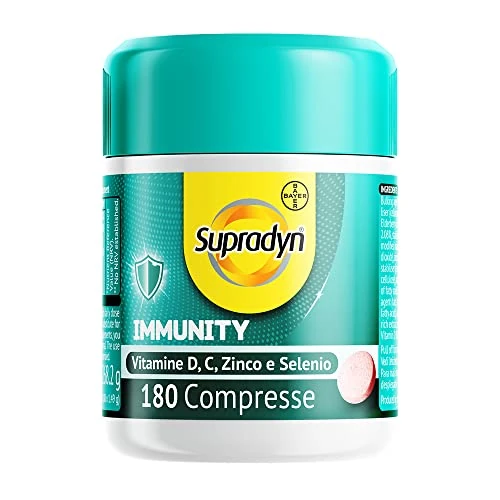 Supradyn Defensas Immunity Suplemento Multivitamínico Completo, con Vitamina C y D, Zinc y Selenio, contribuye al funcionamiento normal del sistema inmunitario, 180 Comprimidos recubiertos