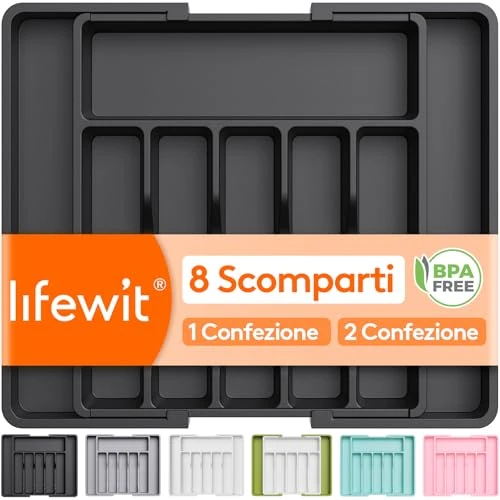 Oferta limitada: Lifewit Organizador de Cubiertos, Bandeja para Cubiertos Extensible, Cubertero para Cajón para Menaje, Organizador de Cubertería Ajustable y Compacto para Cucharas Tenedores Cuchillos, Grande, Negro de 19.99 EUR a 15.90 EUR (ahorro 20%)