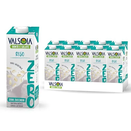 Offerta a tempo: Valsoia - Bevanda Riso Zero Zuccheri, Box da 10 Tetra Brik da 1000 ml, Vegetale, Senza Lattosio e Glutine, con Calcio e Vitamine, Ideale anche per Vegani, Vegetariani e Celiaci - 45% da 26.99 € a 14.90 €