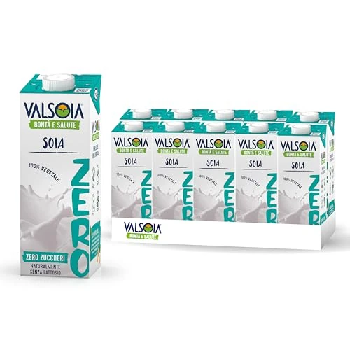 Offerta a tempo: Valsoia - Bevanda Soya Zero Zuccheri, Box da 10 Tetra Brick da 1000 ml, 100% Vegetale, Senza Lattosio e Glutine, Ricco di Proteine Vegetali, Ideale anche per Vegani, Vegetariani e Celiaci - 0% da 26.45 € a 26.45 €