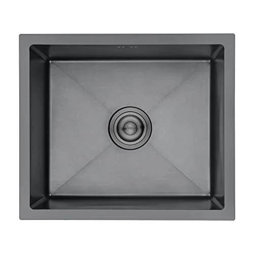 Limited-time offer: Ibergrif M85043B Stainless Steel Undermount Kitchen Sink Black Drain, 50 x 43cm, Rectangular Single Bowl Outdoor Campervan Sink, Topmount & Flushmount from 95.99 GBP to 95.99 GBP (save 0%)