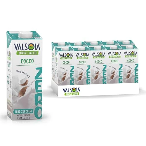 Offerta a tempo: Valsoia - Bevanda Cocco Zero Zuccheri, Box da 10 Tetra Brik da 1000 ml, 100% Vegetale, Senza Lattosio, con Calcio e Vitamine, Ideale anche per Vegani, Vegetariani e Celiaci - 28% da 24.99 € a 18.04 €