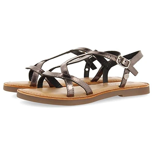 Offerta a tempo: GIOSEPPO Sandali in Pelle Metallizzata Colore Off-White per Ragazza varzea, Piombo, 32 EU - 25% da 44.95 € a 33.70 €