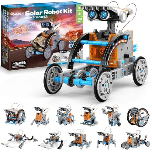 Offerta a tempo: VEPOWER Energia Solare Robot, 12 in 1 Giocattoli Educativi, STEM Construcktion Set, Kit Esperimenti di Assemblaggio Fai da Te per Ragazzi, Regalo di 8-13 Anni(190 pezzi) - 15% da 31.98 € a 27.18 €