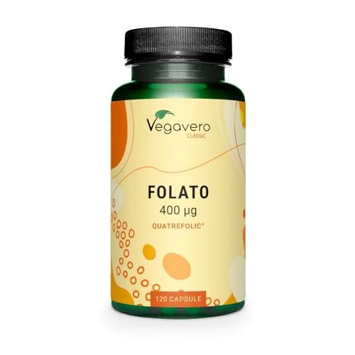 Offerta a tempo: ACIDO FOLICO Vegavero® | 400 mcg | L-Metilfolato 5MTHF (Quatrefolic®) dall'Italia | L’UNICO SENZA ADDITIVI | Folato Attivo Certificato in Laboratorio | Folic Acid | 120 capsule | Vegan - 26% da 19.90 € a 14.67 €