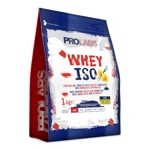 Offerta a tempo: PROLABS – Proteine in Polvere WHEY ISO, Proteine Isolate e Idrolizzate Pure, Whey Protein Powder + Aminoacidi e Vitamina B6 Crescita e Recupero Muscolare, Alta Qualità 1kg Crema/Vaniglia, 2 Scoop(30g) - 0.00% da 28.86 € a 28.86 €