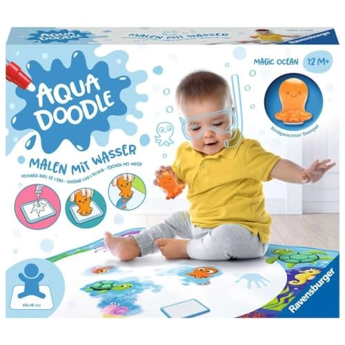 Offre limitée : Ravensburger Aquadoodle Magic Ocean, Tapis de Dessin à l’Eau bébé dès 12 Mois, activité créative sans Tache avec Tampon Pieuvre, Jouet Premier âge réutilisable, Format 50 x 50 cm de 38.79 € à 35.08 € (10% de remise)