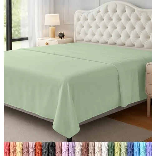 Offerta a tempo: Utopia Bedding - Confezione da 1 lenzuolo piano, in morbida microfibra spazzolata, non si restringe e non sbiadisce, facile da pulire (verde salvia, queen size) - 0.00% da 19.53 € a 19.53 €