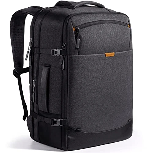 Inateck 38.5-46.2L Zaino Viaggio Espandibile, Bagaglio a Mano, per Uomo e Donna Compatibile con 15.6 Pollici Laptop, Resistente agli Spruzzi, Nero