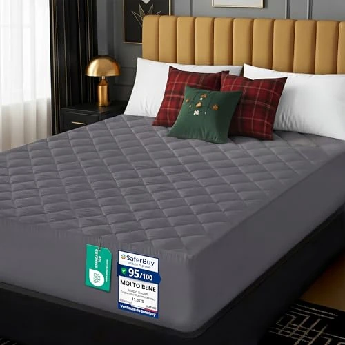 Utopia Bedding Protège Matelas 160x200cm, Couvre de Matelas Extensible pour 30 cm Matelas Épais de Profondeur, Protège-Matelas matelassé (Gris)