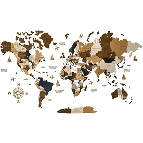 Offerta a tempo: WoodLeo Mappa del mondo in legno,grande decorazione da parete in 3D,dimensioni (M & L & XL),idea regalo per ogni occasione,decorazione da parete per casa,cucina o ufficio - 0.00% da 97.00 € a 97.00 €