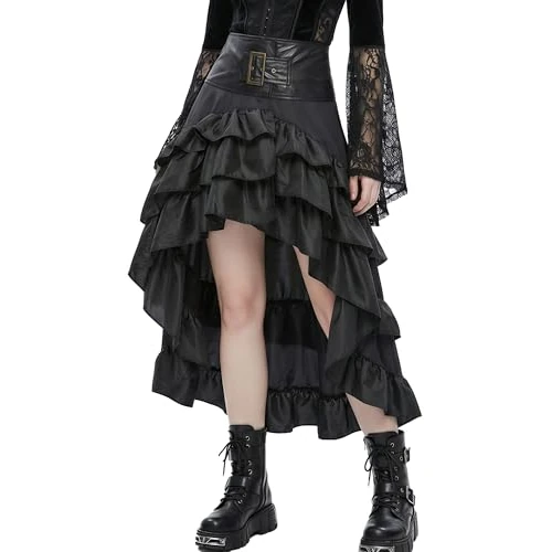 Zeitlich begrenztes Angebot: SEAUR Damen Gothic Rock Renaissance Vintage Maxi Rock Schwarz Hohe Taille Viktorianische Kostüme Karneval Fasching Halloween Cosplay - 4XLL von 40.38 € auf 40.38 € (0.00% Rabatt)