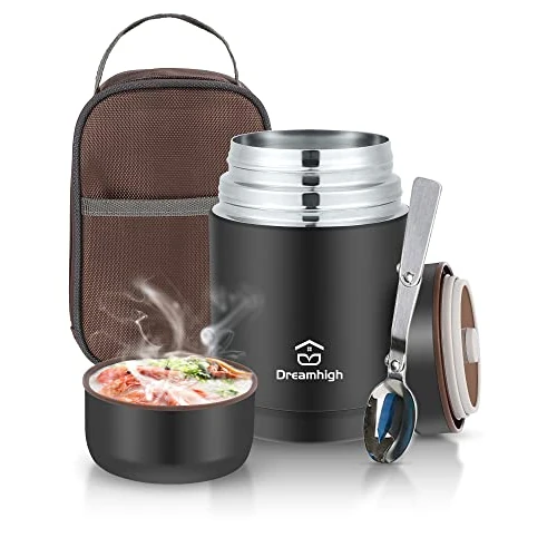 Zeitlich begrenztes Angebot: Dreamhigh® Thermobehälter für Essen 800 ml, Edelstahl Warmhaltebehälter Speisegefäß für Essen, Thermoskanne Essen Auslaufsicher, inkl. Löffel, 12 Stunden Heiß, 12 Stunden Kalt von 24.99 € auf 23.99 € (4% Rabatt)